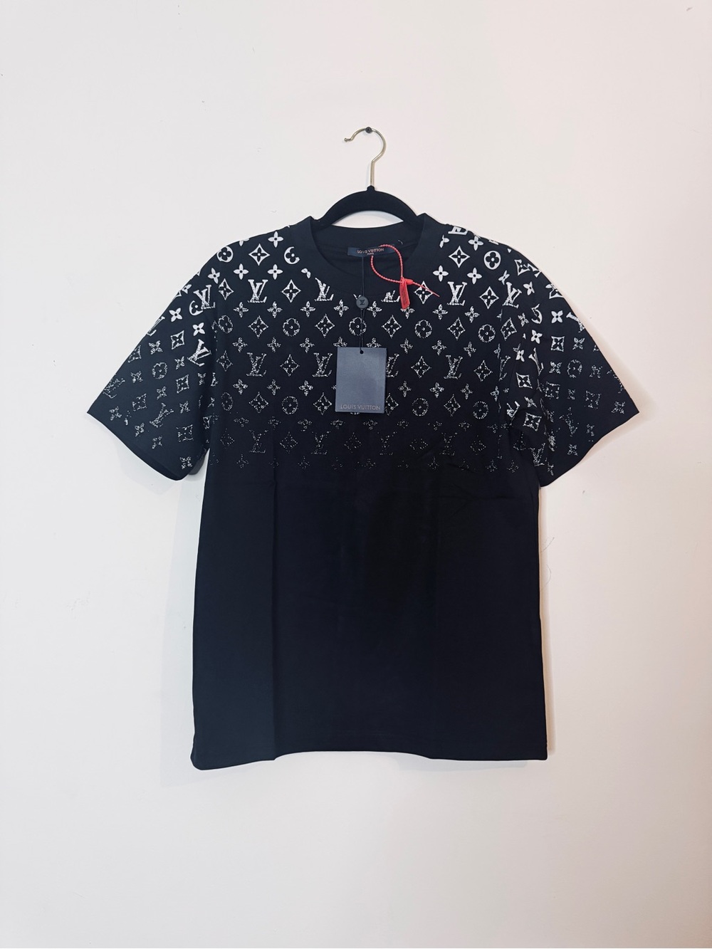 Louis Vuitton Black Tee with White Monogram Panel